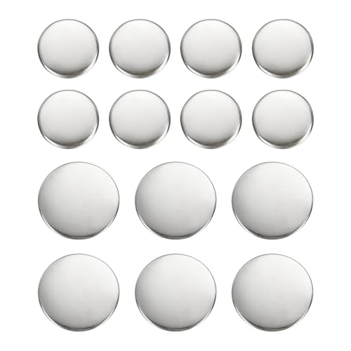 HARFINGTON Runde Metallknöpfe, 15 mm/20 mm, Messing, Nähen, Basteln, Ersatzknöpfe für Blazer, Anzüge, Kleidung, Dekoration, DIY-Zubehör, Silber-Weiß, 14 Stück von HARFINGTON