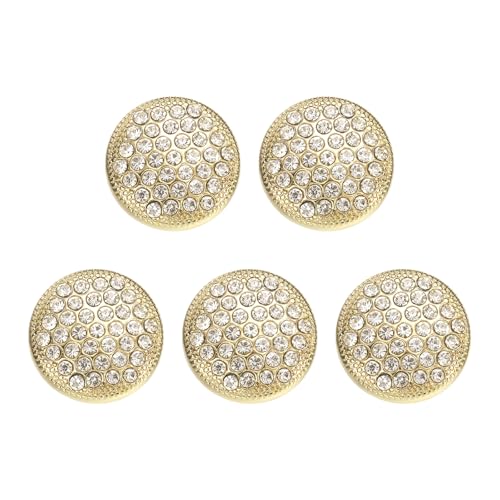 HARFINGTON Runde Metallknöpfe, 18 mm, Schaft aus Legierung, Strass, Nähen, Basteln, Ersatzknöpfe für Kleidung, Dekoration, DIY-Zubehör, Hellgold, 5 Stück von HARFINGTON