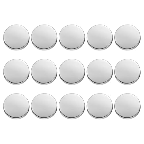HARFINGTON Runde Metallknöpfe, 18 mm, Schaft aus Zinklegierung, flach, Nähen, Handwerk, Ersatzknöpfe für Kleidung, Dekoration, DIY-Zubehör, helles Silber, 15 Stück von HARFINGTON