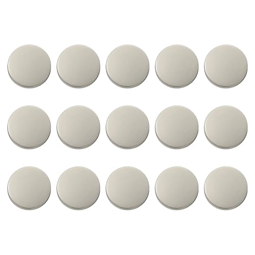 HARFINGTON Runde Metallknöpfe, 20 mm, Schaft aus Zinklegierung, flach, Nähen, Handwerk, Ersatzknöpfe für Kleidung, Dekoration, DIY-Zubehör, mattes Silber, 15 Stück von HARFINGTON