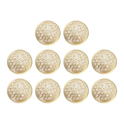 HARFINGTON Runde Metallknöpfe, 23 mm, Schaft aus Legierung, Strass, Nähen, Basteln, Ersatzknöpfe für Kleidung, Dekoration, DIY-Zubehör, Hellgold, 10 Stück von HARFINGTON