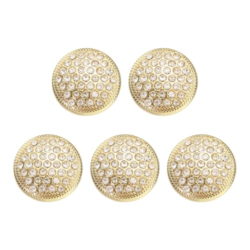 HARFINGTON Runde Metallknöpfe, 23 mm, Schaft aus Legierung, Strass, Nähen, Basteln, Ersatzknöpfe für Kleidung, Dekoration, DIY-Zubehör, Hellgold, 5 Stück HARFINGTON Runde Metallknöpfe, 23 mm, Schaft aus Legierung, Strass, Nähen, Basteln, Ersatzknöpfe für Kleidung, Dekoration, DIY-Zubehör, Hellgold, 5 Stück von HARFINGTON