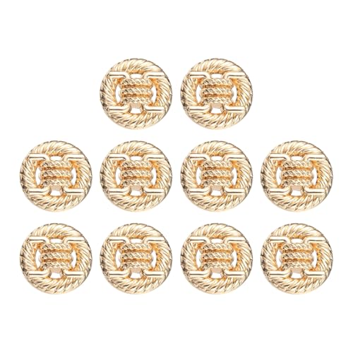 HARFINGTON Runde Metallknöpfe, 23 mm, Schaft aus Legierung, zum Nähen, Basteln, Ersatzknöpfe, geknotetes Seil, hohles Muster für Kleidung, Dekoration, DIY-Zubehör, Gold, 10 Stück von HARFINGTON