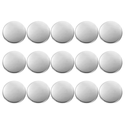 HARFINGTON Runde Metallknöpfe, 23 mm, Schaft aus Zinklegierung, flach, Nähen, Handwerk, Ersatzknöpfe für Kleidung, Dekoration, DIY-Zubehör, helles Silber, 15 Stück von HARFINGTON