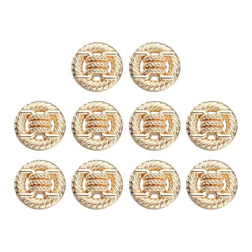HARFINGTON Runde Metallknöpfe, 25 mm, Schaft aus Legierung, Nähen, Basteln, Ersatzknöpfe, geknotetes Seil, hohles Muster für Kleidung, Dekoration, DIY-Zubehör, Gold, 10 Stück von HARFINGTON