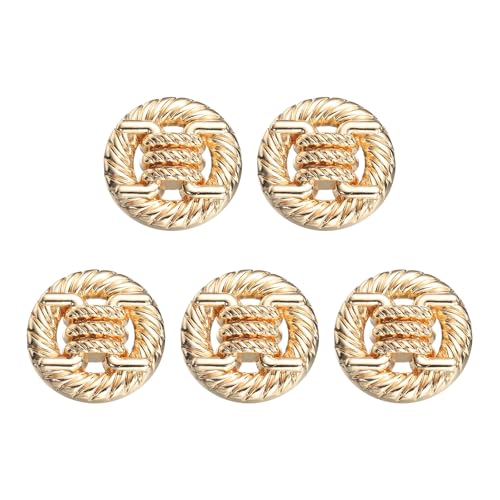 HARFINGTON Runde Metallknöpfe, 25 mm, Schaft aus Legierung, Nähen, Basteln, Ersatzknöpfe, geknotetes Seil, hohles Muster für Kleidung, Dekoration, DIY-Zubehör, Gold, 5 Stück von HARFINGTON