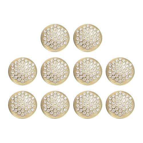 HARFINGTON Runde Metallknöpfe, 25 mm, Schaft aus Legierung, Strass, Nähen, Basteln, Ersatzknöpfe für Kleidung, Dekoration, DIY-Zubehör, Hellgold, 10 Stück HARFINGTON Runde Metallknöpfe, 25 mm, Schaft aus Legierung, Strass, Nähen, Basteln, Ersatzknöpfe für Kleidung, Dekoration, DIY-Zubehör, Hellgold, 10 Stück von HARFINGTON