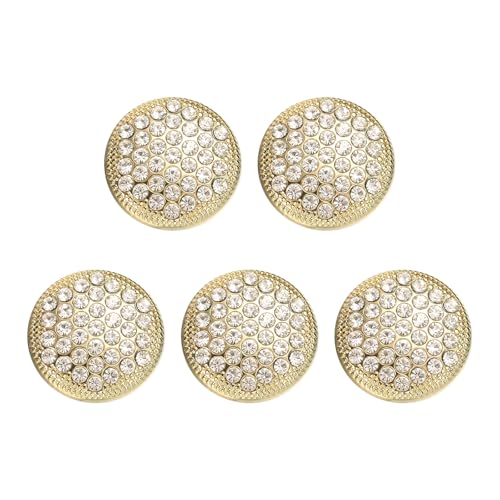 HARFINGTON Runde Metallknöpfe, 25 mm, Schaft aus Legierung, Strass, Nähen, Basteln, Ersatzknöpfe für Kleidung, Dekoration, DIY-Zubehör, Hellgold, 5 Stück HARFINGTON Runde Metallknöpfe, 25 mm, Schaft aus Legierung, Strass, Nähen, Basteln, Ersatzknöpfe für Kleidung, Dekoration, DIY-Zubehör, Hellgold, 5 Stück von HARFINGTON