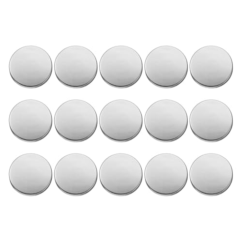 HARFINGTON Runde Metallknöpfe, 25 mm, Schaft aus Zinklegierung, flach, Nähen, Basteln, Ersatzknöpfe für Kleidung, Dekoration, DIY-Zubehör, 15 Stück, helles Silber von HARFINGTON