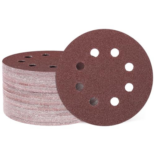 HARFINGTON Schleifscheiben, 12,7 cm, 8 Löcher, Körnung 60, Klett-Schleifpapier, Exzenterschleifer-Pads für Holzbearbeitung, Automobil, Metallpolitur, 100 Stück HARFINGTON Schleifscheiben, 12,7 cm, 8 Löcher, Körnung 60, Klett-Schleifpapier, Exzenterschleifer-Pads für Holzbearbeitung, Automobil, Metallpolitur, 100 Stück von HARFINGTON