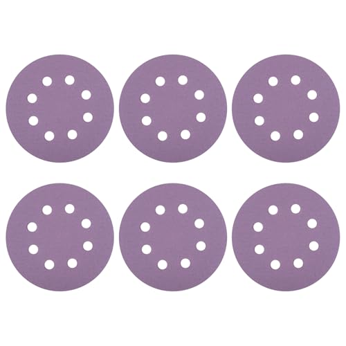 HARFINGTON Schleifscheiben, 12,7 cm, 8 Löcher, Körnung 80, Klett-Schleifpapier, Exzenterschleifer-Pads für Holzbearbeitung, Automobil, Metallpolitur, Lila, 10 Stück von HARFINGTON