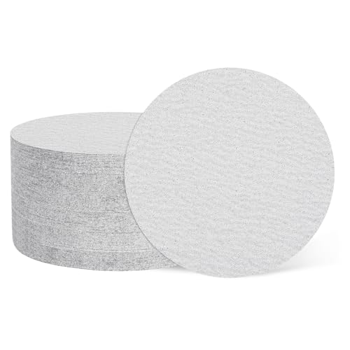 HARFINGTON Schleifscheiben, 12,7 cm, Körnung 100, Klett-Schleifpapier, Exzenterschleifer-Pads für Holzbearbeitung, Automobil, Metallpolitur, Weiß, 50 Stück von HARFINGTON