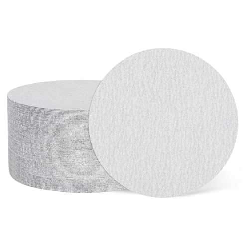 HARFINGTON Schleifscheiben, 12,7 cm, Körnung 120, Klett-Schleifpapier, Exzenterschleifer-Pads für Holzbearbeitung, Automobil, Metallpolitur, Weiß, 50 Stück von HARFINGTON
