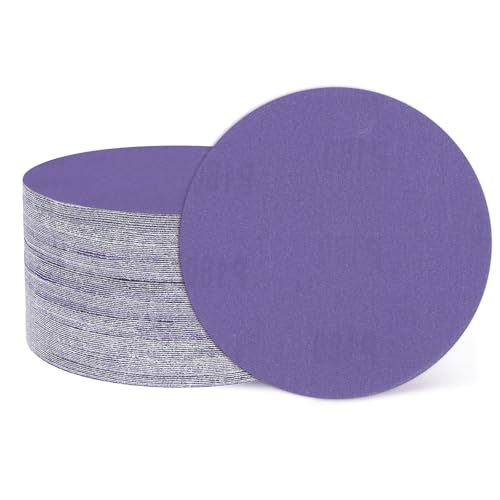HARFINGTON Schleifscheiben, 12,7 cm, Körnung 180, Klett-Schleifpapier, Exzenterschleifer-Pads für Holzbearbeitung, Automobil, Metallpolitur, Lila, 50 Stück von HARFINGTON