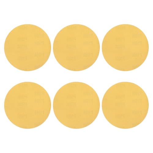 HARFINGTON Schleifscheiben, 15,2 cm, Körnung 1000, Klett-Schleifpapier, Exzenterschleifer-Pads für Holzbearbeitung, Automobil, Metallpolitur, Gelb, 6 Stück von HARFINGTON