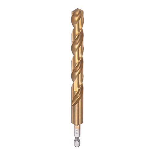 HARFINGTON Sechskant-Schaftbohrer, 13 mm, M35, Hochgeschwindigkeitsstahl, Titanbeschichtung, Spiralbohrer, 150 mm lang, mit 6.35 mm Schaft, Holz, Kunststoff von HARFINGTON