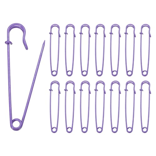 HARFINGTON Sicherheitsnadeln, 100 mm, Stahl, groß, robust, 0,2 cm Durchmesser, für Kleidung, Nähen, Kunst, Basteln, Lila, 30 Stück von HARFINGTON