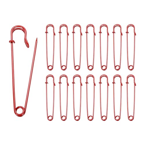 HARFINGTON Sicherheitsnadeln, 100 mm, Stahl, groß, robust, 0,2 cm Durchmesser, für Kleidung, Nähen, Kunst, Basteln, Rot, 15 Stück HARFINGTON Sicherheitsnadeln, 100 mm, Stahl, groß, robust, 0,2 cm Durchmesser, für Kleidung, Nähen, Kunst, Basteln, Rot, 15 Stück von HARFINGTON