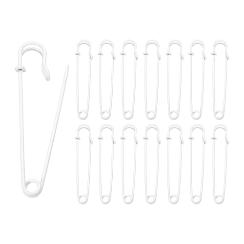HARFINGTON Sicherheitsnadeln, 100 mm, Stahl, groß, robust, 0,2 cm Durchmesser, für Kleidung, Nähen, Kunst, Basteln, Weiß, 15 Stück HARFINGTON Sicherheitsnadeln, 100 mm, Stahl, groß, robust, 0,2 cm Durchmesser, für Kleidung, Nähen, Kunst, Basteln, Weiß, 15 Stück von HARFINGTON