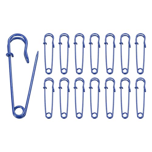 HARFINGTON Sicherheitsnadeln, 50 mm, Stahl, groß, robust, 0,2 cm Durchmesser, für Kleidung, Nähen, Kunst, Basteln, Blau, 30 Stück von HARFINGTON
