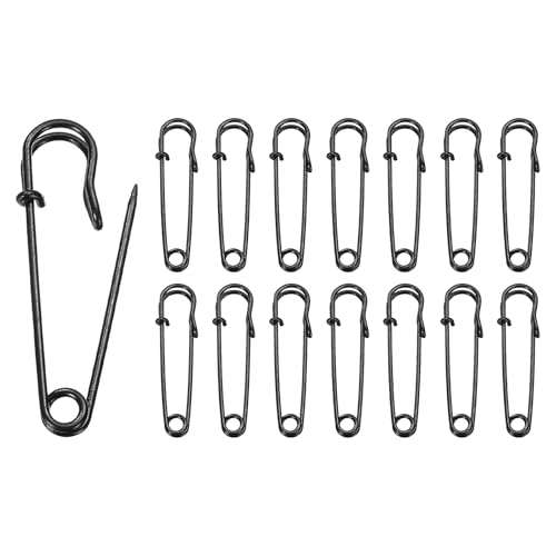 HARFINGTON Sicherheitsnadeln, 50 mm, Stahl, groß, robust, 0,2 cm Durchmesser, für Kleidung, Nähen, Kunst, Basteln, Schwarz, 15 Stück HARFINGTON Sicherheitsnadeln, 50 mm, Stahl, groß, robust, 0,2 cm Durchmesser, für Kleidung, Nähen, Kunst, Basteln, Schwarz, 15 Stück von HARFINGTON