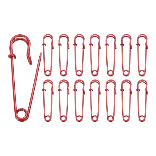 HARFINGTON Sicherheitsnadeln, 50 mm, gebrannter Stahl, groß, robust, 0,2 cm Durchmesser, für Kleidung, Nähen, Kunst, Basteln, Rot, 15 Stück HARFINGTON Sicherheitsnadeln, 50 mm, gebrannter Stahl, groß, robust, 0,2 cm Durchmesser, für Kleidung, Nähen, Kunst, Basteln, Rot, 15 Stück von HARFINGTON