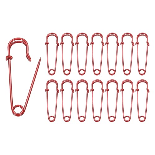 HARFINGTON Sicherheitsnadeln, 63 mm, Stahl, groß, robust, 0,2 cm Durchmesser, für Kleidung, Nähen, Kunst, Basteln, Rot, 30 Stück von HARFINGTON