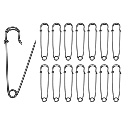 HARFINGTON Sicherheitsnadeln, 75 mm, Stahl, groß, robust, 0,2 cm Durchmesser, für Kleidung, Nähen, Kunst, Basteln, Schwarz, 15 Stück HARFINGTON Sicherheitsnadeln, 75 mm, Stahl, groß, robust, 0,2 cm Durchmesser, für Kleidung, Nähen, Kunst, Basteln, Schwarz, 15 Stück von HARFINGTON