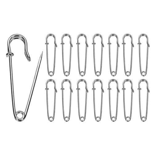 HARFINGTON Sicherheitsnadeln, galvanisierter Stahl, groß, robust, 0,2 cm Durchmesser, für Kleidung, Nähen, Kunst, Basteln, Rotguss, 15 Stück von HARFINGTON