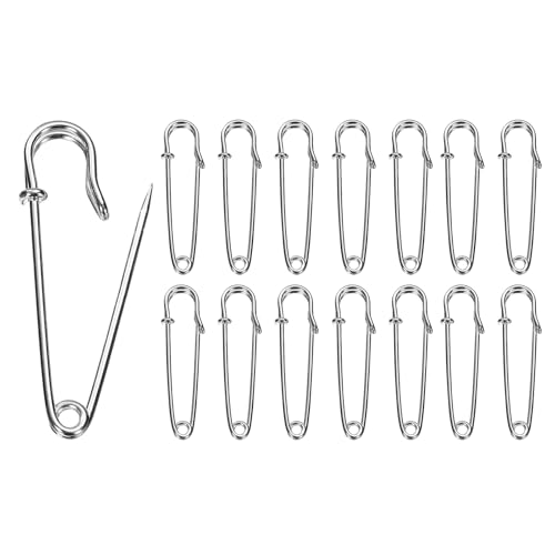 HARFINGTON Sicherheitsnadeln, galvanisierter Stahl, groß, robust, 0,2 cm Durchmesser, für Kleidung, Nähen, Kunst, Basteln, silberfarben, 15 Stück HARFINGTON Sicherheitsnadeln, galvanisierter Stahl, groß, robust, 0,2 cm Durchmesser, für Kleidung, Nähen, Kunst, Basteln, silberfarben, 15 Stück von HARFINGTON