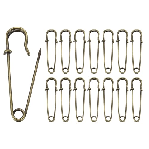 HARFINGTON Sicherheitsnadeln, verzinkter Stahl, groß, robust, 1,1 mm Durchmesser, für Kleidung, Nähen, Kunst, Basteln, Bronze, 38 mm, 30 Stück von HARFINGTON