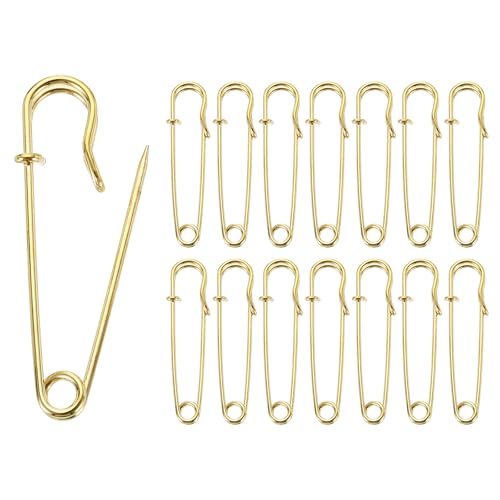 HARFINGTON Sicherheitsnadeln, verzinkter Stahl, groß, robust, 1,8 mm Durchmesser, für Kleidung, Nähen, Kunst, Basteln, Gold, 30 Stück von HARFINGTON