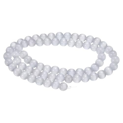 HARFINGTON Silbergraue Katzenaugen-Steinperlen, 6 mm, rund, glatt, Edelstein-Kristall, lose Perlen für Schmuckherstellung, Armbänder, Halsketten, Ohrringe, DIY, 65 Stück HARFINGTON Silbergraue Katzenaugen-Steinperlen, 6 mm, rund, glatt, Edelstein-Kristall, lose Perlen für Schmuckherstellung, Armbänder, Halsketten, Ohrringe, DIY, 65 Stück von HARFINGTON