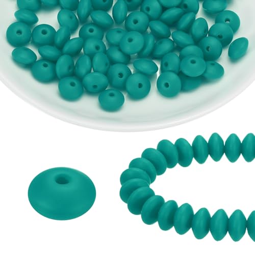 HARFINGTON Silikonperlen, 12 mm, Linse, Gummi, Brennperlen, Großpackung für Stifte, Schlüsselanhänger, Armband, Halskette, Basteln, Dunkelgrün, 100 Stück HARFINGTON Silikonperlen, 12 mm, Linse, Gummi, Brennperlen, Großpackung für Stifte, Schlüsselanhänger, Armband, Halskette, Basteln, Dunkelgrün, 100 Stück von HARFINGTON