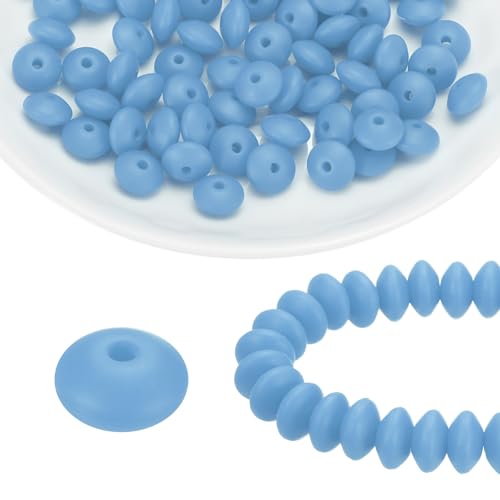 HARFINGTON Silikonperlen, 12 mm, Linse, Gummi, Brennperlen, Großpackung für Stifte, Schlüsselanhänger, Armband, Halskette, Basteln, Kaltblau, 100 Stück HARFINGTON Silikonperlen, 12 mm, Linse, Gummi, Brennperlen, Großpackung für Stifte, Schlüsselanhänger, Armband, Halskette, Basteln, Kaltblau, 100 Stück von HARFINGTON