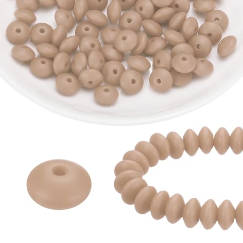 HARFINGTON Silikonperlen, 12 mm, Linse, Gummi, für Stifte, Schlüsselanhänger, Armband, Halskette, Basteln, weiches Beige, 100 Stück HARFINGTON Silikonperlen, 12 mm, Linse, Gummi, für Stifte, Schlüsselanhänger, Armband, Halskette, Basteln, weiches Beige, 100 Stück von HARFINGTON
