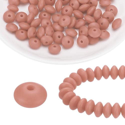 HARFINGTON Silikonperlen, 12 mm, Linse, Gummi, für Stifte, Schlüsselanhänger, Armband, Halskette, DIY, Basteln, zartrosa, 100 Stück von HARFINGTON