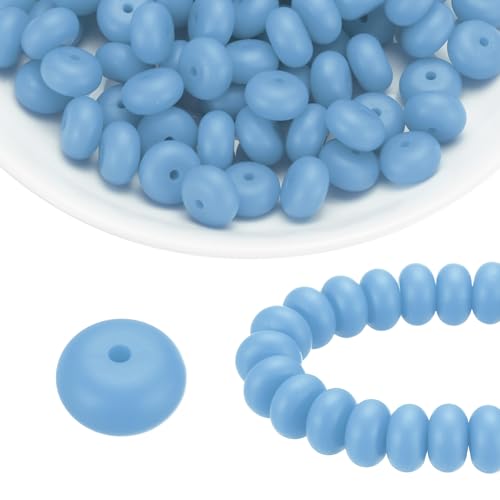 HARFINGTON Silikonperlen, 14 mm, Linse, Gummi, Brennperlen, Großpackung für Stifte, Schlüsselanhänger, Armband, Halskette, Basteln, Kaltblau, 110 Stück HARFINGTON Silikonperlen, 14 mm, Linse, Gummi, Brennperlen, Großpackung für Stifte, Schlüsselanhänger, Armband, Halskette, Basteln, Kaltblau, 110 Stück von HARFINGTON