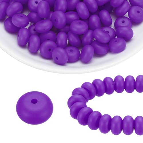 HARFINGTON Silikonperlen, 14 mm, Linse, Gummi, für Stifte, Schlüsselanhänger, Armband, Halskette, DIY, Basteln, Traubenviolett, 110 Stück HARFINGTON Silikonperlen, 14 mm, Linse, Gummi, für Stifte, Schlüsselanhänger, Armband, Halskette, DIY, Basteln, Traubenviolett, 110 Stück von HARFINGTON