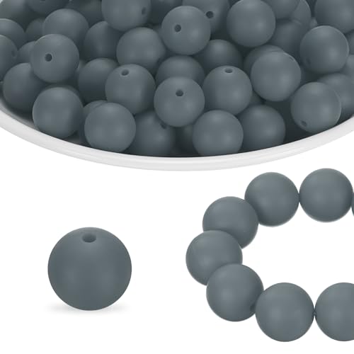 HARFINGTON Silikonperlen, rund, 12 mm, für Stifte, Schlüsselanhänger, Armbänder, Halsketten, Bastelarbeiten, Dunkelgrau, 160 Stück HARFINGTON Silikonperlen, rund, 12 mm, für Stifte, Schlüsselanhänger, Armbänder, Halsketten, Bastelarbeiten, Dunkelgrau, 160 Stück von HARFINGTON