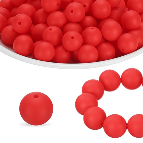 HARFINGTON Silikonperlen, rund, 12 mm, für Stifte, Schlüsselanhänger, Armband, Halskette, Basteln, Erdbeerrot, 160 Stück HARFINGTON Silikonperlen, rund, 12 mm, für Stifte, Schlüsselanhänger, Armband, Halskette, Basteln, Erdbeerrot, 160 Stück von HARFINGTON