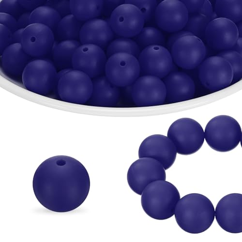 HARFINGTON Silikonperlen, rund, 12 mm, für Stifte, Schlüsselanhänger, Armband, Halskette, Basteln, Marineblau, 160 Stück HARFINGTON Silikonperlen, rund, 12 mm, für Stifte, Schlüsselanhänger, Armband, Halskette, Basteln, Marineblau, 160 Stück von HARFINGTON