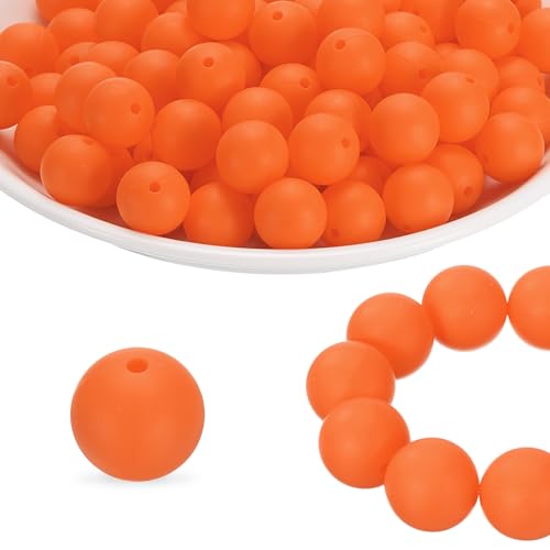 HARFINGTON Silikonperlen, rund, 12 mm, für Stifte, Schlüsselanhänger, Armband, Halskette, Basteln, Orange, 160 Stück HARFINGTON Silikonperlen, rund, 12 mm, für Stifte, Schlüsselanhänger, Armband, Halskette, Basteln, Orange, 160 Stück von HARFINGTON