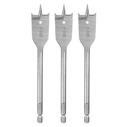 HARFINGTON Spatenbohrer, 2,2 cm, Flachbohrer, Holzlochschneider mit Schnellwechsel, 1/4-Zoll-Sechskantschaft für Holzbearbeitung, Fiberglas, silberfarben, 3 Stück HARFINGTON Spatenbohrer, 2,2 cm, Flachbohrer, Holzlochschneider mit Schnellwechsel, 1/4-Zoll-Sechskantschaft für Holzbearbeitung, Fiberglas, silberfarben, 3 Stück von HARFINGTON