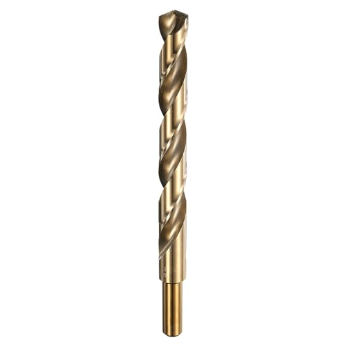 HARFINGTON Spiralbohrer 1,27 cm Durchmesser, HSS 6542, reduzierter Schaft, 15,2 cm Gesamtlänge mit goldpolierter Oberfläche, zum Bohren von Hartmetallen, Edelstahl, legiertem Stahl von HARFINGTON