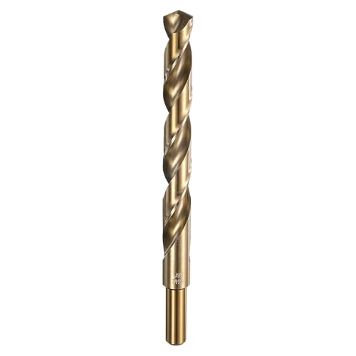 HARFINGTON Spiralbohrer 31/64 Zoll Durchmesser HSS 6542 Reduzierter Schaft 15,2 cm Gesamtlänge mit Gold Polierter Oberfläche zum Bohren von Hartmetallen, Edelstahl, legiertem Stahl von HARFINGTON