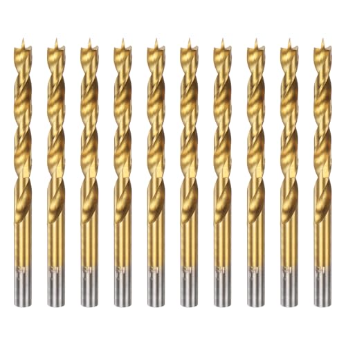 HARFINGTON Spiralbohrer HSS4241 mit geradem Rundschaft, metrischer Spiralbohrer für Tischler, Holzbearbeitung, Kunststoff, Gummi, goldfarben, 10 Stück von HARFINGTON