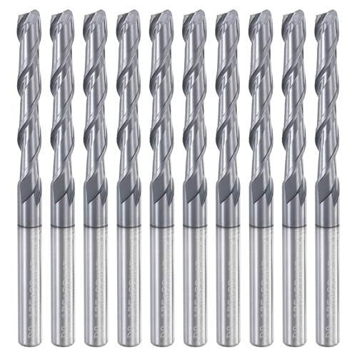 HARFINGTON Spiralfräser, 1/8 Zoll Schnittdurchmesser, 2-schneidig, Vollhartmetall-Schaftfräser mit 1/8-Zoll-Schaft für CNC-Holzschnitzerei, Gravur, 7/8 Zoll Schnittlänge, AlTiN beschichtet von HARFINGTON