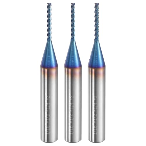HARFINGTON Spiralfräser-Bit, 1/16 Zoll, Schnittdurchmesser, 1/4-Zoll-Schaft, hochgeschnitten, blau, Nanobeschichtung, Vollhartmetall, 3 Rillen, CNC-Schaftfräser-Bits für Holz, Kunststoff, Weichmetall HARFINGTON Spiralfräser-Bit, 1/16 Zoll, Schnittdurchmesser, 1/4-Zoll-Schaft, hochgeschnitten, blau, Nanobeschichtung, Vollhartmetall, 3 Rillen, CNC-Schaftfräser-Bits für Holz, Kunststoff, Weichmetall von HARFINGTON