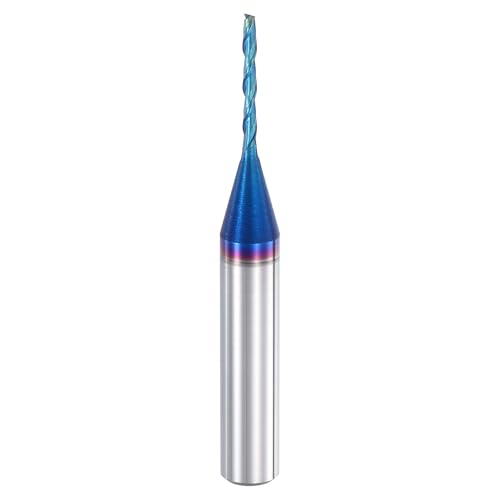 HARFINGTON Spiralfräser-Bit, 1/16 Zoll Schnittdurchmesser, 2-schneidig, Vollhartmetall-Schaftfräser mit 1/4-Zoll-Schaft für CNC-Holzschnitzerei, Gravur, 1/2 Zoll Schnittlänge, Blau Nano beschichtet von HARFINGTON
